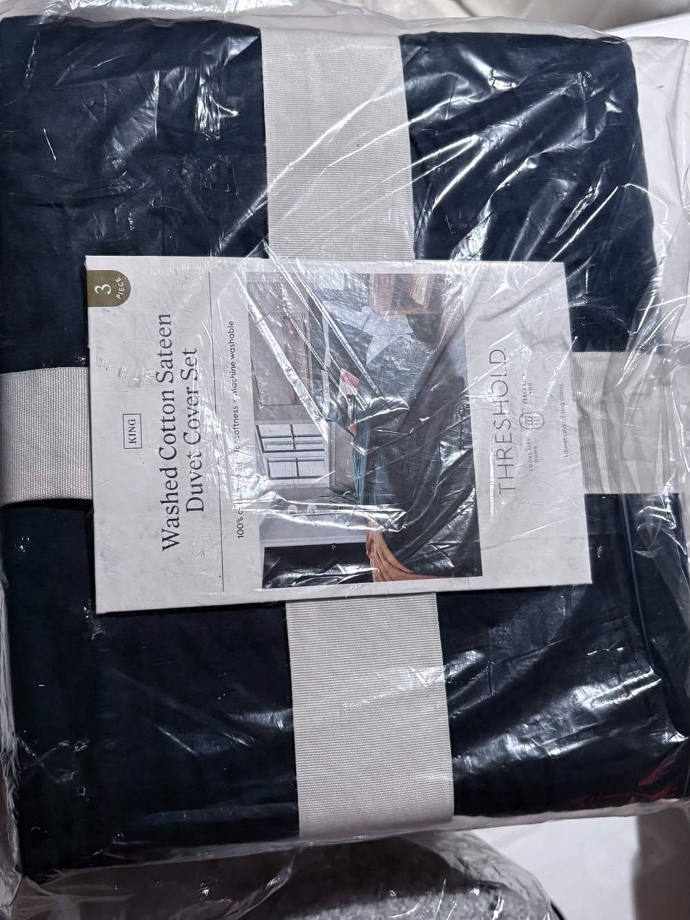 Threshold Navy Duvet Cover Set with Cream Accent
